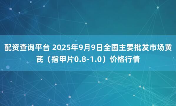 配资查询平台 2025年9月9日全国主要批发市场黄芪（指甲片0.8-1.0）价格行情