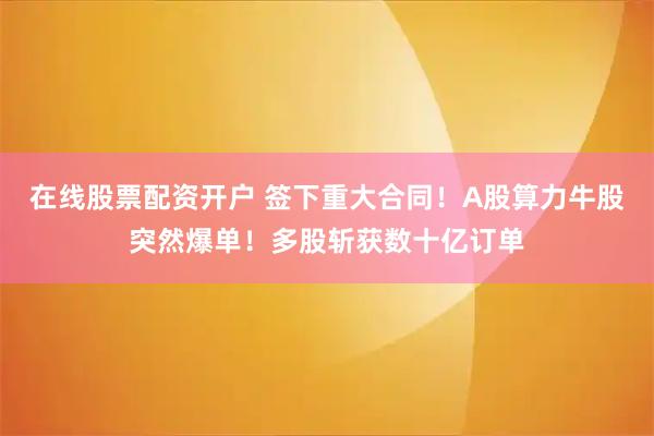 在线股票配资开户 签下重大合同！A股算力牛股突然爆单！多股斩获数十亿订单